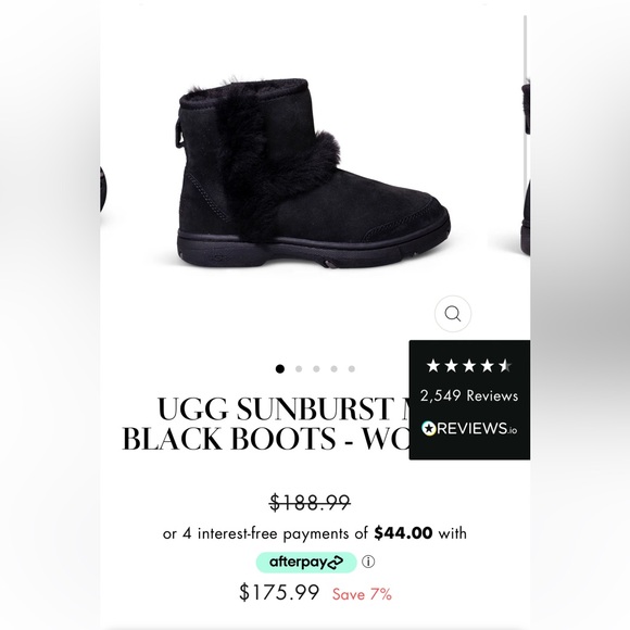 UGG SUNBURST MINI BLACK BOOTS - WOMEN'S - Picture 5 of 9